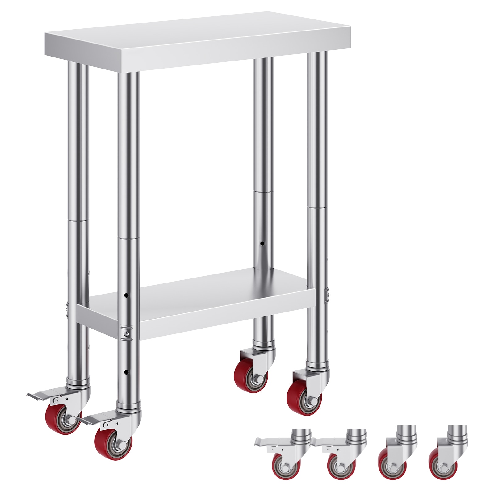 Stainless Steel Work Table With Wheels For Commercial Kitchens_voghion.com